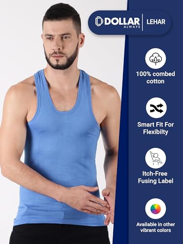 Image of Dollar Lehar Men Combed Cotton Round Neck Vest -Colour May Vary