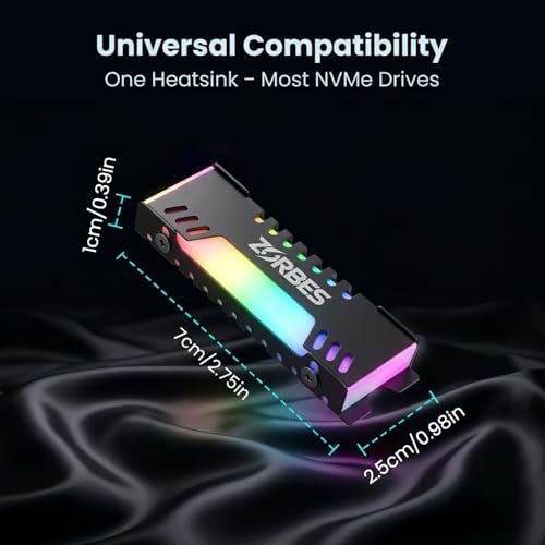 Image of ZORBES M.2 2280 NVMe SSD ARGB Heatsink, 5V 3-Pin Addressable RGB Aluminum Cooling Radiator for M.2 2280 SSD, High-Performance Thermal Cooler for Gaming PC & Desktop