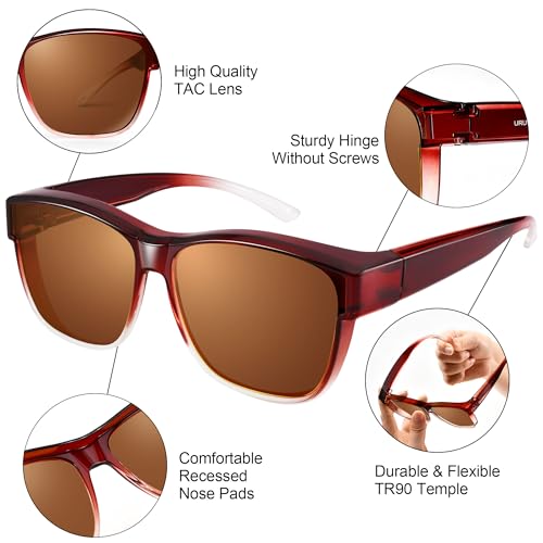 Image of URUMQI Polarized Sunglasses Fit Over Glasses for Men Women, Oversized Square Sun Glasses UV400 Protection