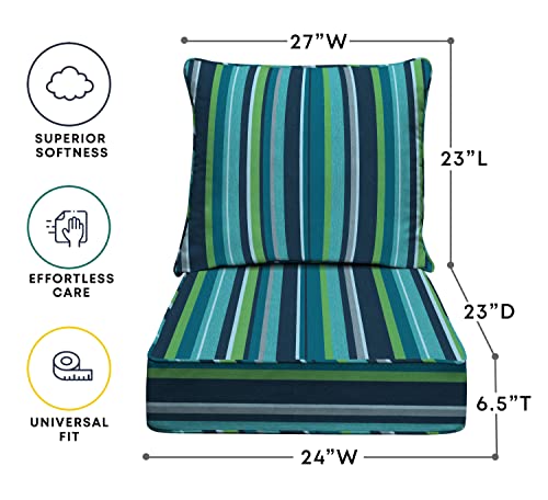 Honeycomb Outdoor Stripe Poolside Deep Seating Patio Cushion Set: Resilient Foam Filling, Weather Resistant And Stylish Set, Seat: 24" W X 23" D X 6.5” T; Back: 27" W X 24” L #TOP1
