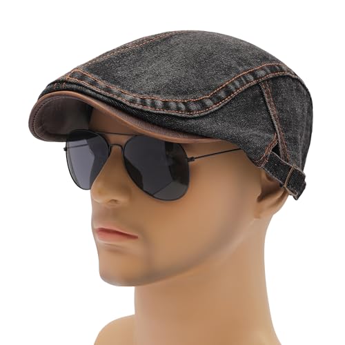 Image of ZLYC Men Cotton Flat Cap Summer Scally Ivy Gatsby Newsboy Beret Driver Cabbie Hunting Hat