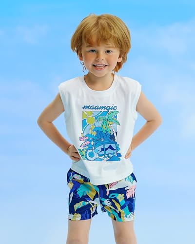 Image of maamgic Boys Swim Trunks with Compression Liner Quick Dry Swim Shorts Anti-Chafe Boy Bathing Suit