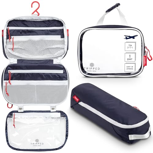 Toiletry Bag Set: Hanging Travel Toiletry Bag + 311 TSA Cosmetic Liquid Bag + Ultralight Accessory Organizer Bag