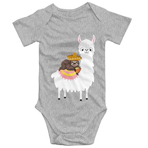 Image of Sloth Riding Llama Cute Baby Bodysuit Cozy Short Sleeve Onesie Romper Unisex
