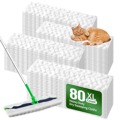 Senowi Heavy Duty Dry Sweeping Cloths Compatible with Swiffer Sweeper XL Mop Sweeper X-Large Dry Cloth Refills for Floor Mopping and Cleaning Disposable Pet Dry Pads Refills 80 Count