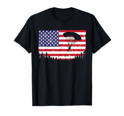 Cool Skydiving Art Hombres Mujeres Skydiver American Flag Skydive Camiseta