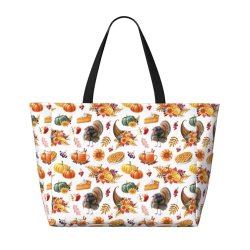 Thanksgiving Turkeys Print Beach Pool Bags Tote For Women Ladies Large Gym Tote Carry On Bag For Weekender Travel Waterproof2