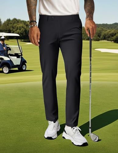 PJ PAUL JONES Mens Golf Pants 4-Way Stretch Lightweight Work Casual Trousers Slim Fit Dress Pants with Pockets3