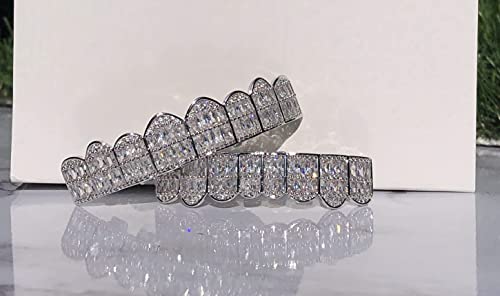 14K Baguette Set 8 Teeth White Joker Gold Grillz For Mouth Top Hip Hop Teeth Diamond Grills For Teeth Mouth Grillz For Mouth Top Bottom Hip Hop 8 Teeth Grills For Teeth Mouth Set - Teeth Cap #TOP2