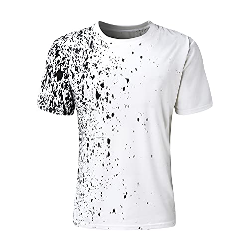 Polnhdlt Men T Shirts, Men's Muscle Fitness Short Sleeve Printed Personalized Fashion Sweatshirt Fashionable T-Shirt A003 #TOP1