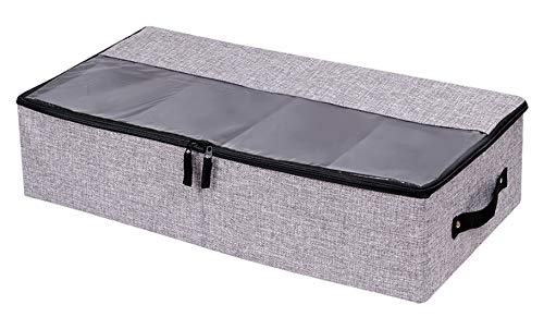 AARainbow Under Bed Clothes Shoes Storage Bins with Lids 4 Compartment,Adjustable Dividers,Under Bed Multifunction Foldable Organizer Storage Box Bins (Gray)