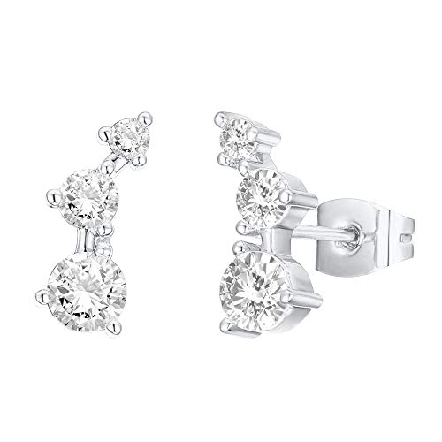 PAVOI 925 Sterling Silver Ear Climbers, White Gold, Size 11.6 Millimeters by PAVOI - Used condition - US$10.42