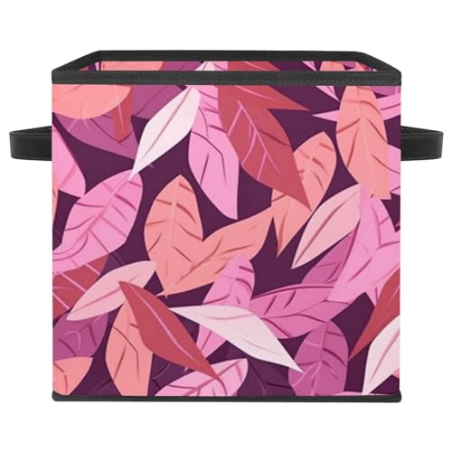 Panier de rangement pour chambre à coucher, décor feuilles roses épuré - 2