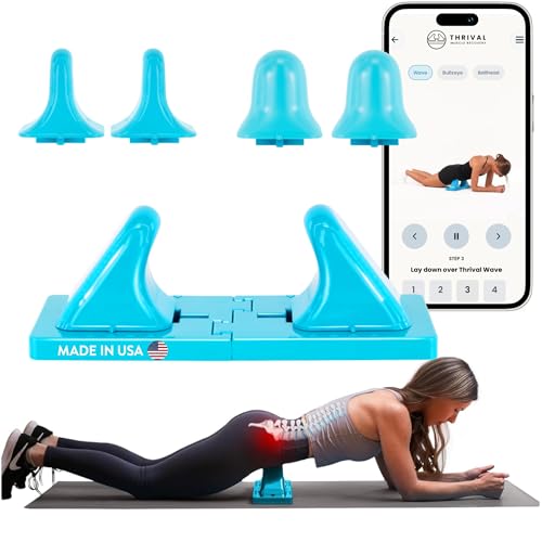 Image of Thrival Deep Tissue Pro - Fully Adjustable Psoas, Back and Hip Flexor Muscle Release Tool with Thrival App for Targeted Routines, Deep Tissue, Trigger Point Massage (Blue) - Made in USA