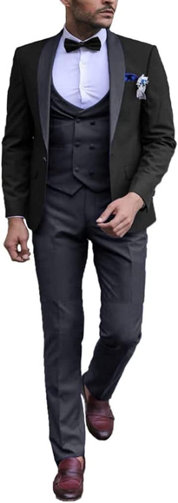 3Pcs Elegant Shawl Lapel Groom Tuxedo for Party Mens Suit