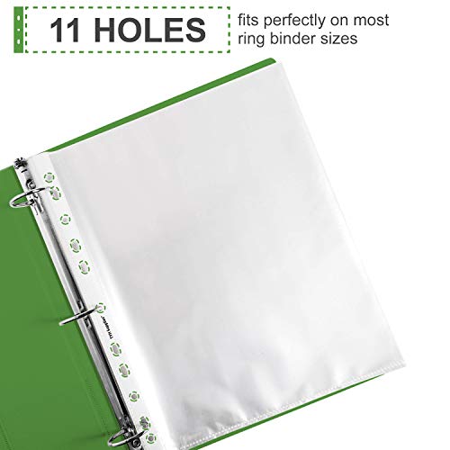 TYH Supplies 400-Pack Economy 11 Hole Non Glare Sheet Protectors 8-1/2 x 11 Inch Non Vinyl Acid Free Matte Top Loading