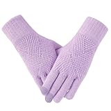 TOBEHIGHER Winter Gloves - Gloves for Women Cold Weather, Touch Screen Winter Gloves Women Warm Alpaca Fleece Knit Gloves Purple