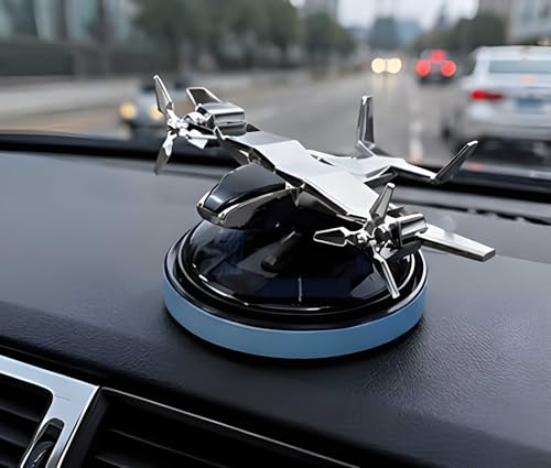 Image of Eltron Turbo Imported Glider Working On Solar Power Car Interior Accessories Decoration Rotating Fan Dashboard Aroma Organic Fragrance Car Perfume (Silver Crome, Jet)