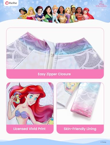 Image of Disney Frozen Stitch Princess Minnie Mouse Girls Swimsuit Long Sleeve Rashguard UPF 50 One Piece Bathing Suit Size 3M-13Y