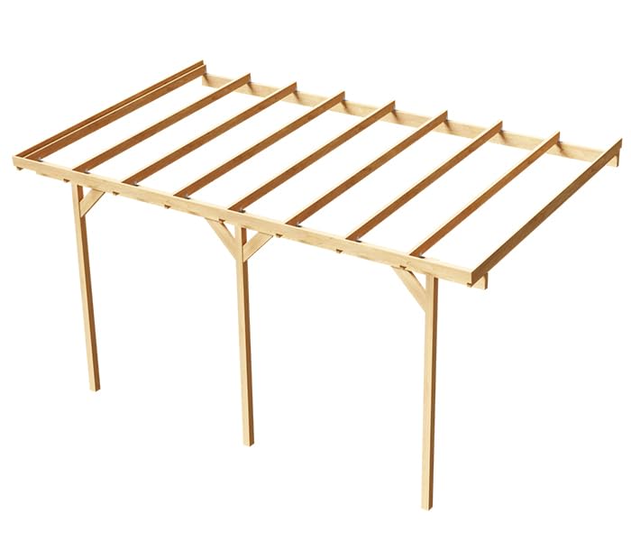 Wood & Play Wandgaragenunterstand aus Holz - Hochwertige Verarbeitung - Selbstmontage - Stabil und langlebig - Solide Basis - Vielseitig einsetzbar - 350 x 604 cm