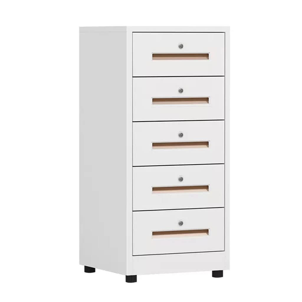 YNIYUJKL File Cabinet Commercial Vertical Steel Filing Cabinet, 5-Storey Drawer Type Lockable Lockers, Space Saving And Large Capacity,White-40x39x85cm