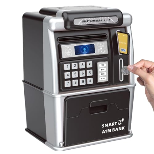 Hucha electrónica infantil para evitar pérdidas de monedas enseñando a guardar dinero con clave 8