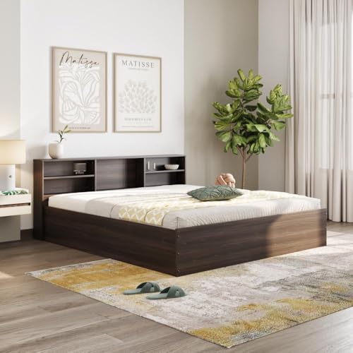 Image of Wakefit Bed | 1 Yr Warranty | King Size Bed, Comes with Storage Box, Noise Free, Density: 680-750 kg /m, Termite & Borer Resistant, Fits Mattresses Up to 8 Inches (Petra 78 x 72 - Wyoming Maple)