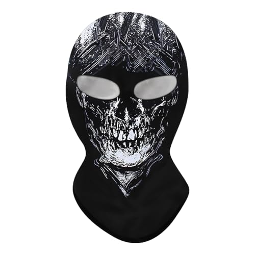 Image of Proberos Riding Face Cover Fun Ghost Face Balaclava Face Mask Stretchy Face Cover Neck Gaiter Quick-Drying Cool Ice Silk Breathable Outdoor Riding Face Mask Festival Cosplay Halloween Head Cover