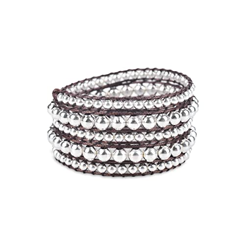 Silver Zinc + Brown - Spirit Wrist Dakota Boho Wrap Bracelet #TOP6