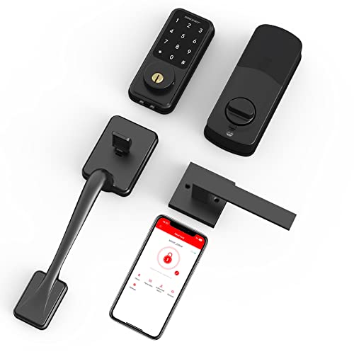 Smart Front Door Lock Set, Smonet Keyless Entry Door Lock Deadbolt With Handle Electronic Keypad Deadbolt With Handle Digital Door Lock Smart Door Lock With Bluetooth Smart Deadbolt Lock(M1 Plus) #TOP7