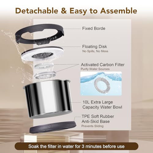 UPSKY Dog Water Bowl No Spill 10L Stainless Steel, 2.6 Gallon Large Capacity Spill-Proof Dog Bowls, Non-Slip Slow Drinking Anti-Splash Bowl for Large Messy Drinkers, No Mess Indoor/Outdoor Use, Gray by UPSKY - Image 8
