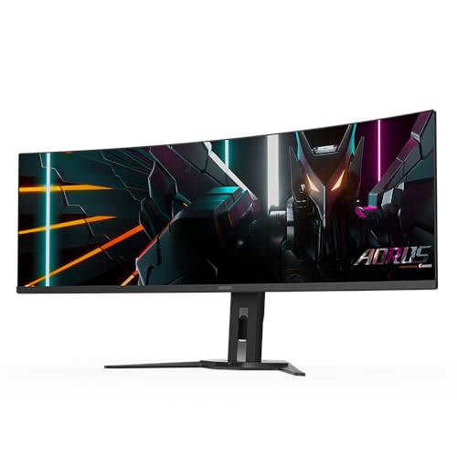 AORUS Monitor da gioco curvo CO49DQ OLED - 5120x1440 (DQHD), 1800R, 144Hz, 0,03ms, KVM, FreeSync Premium Pro, HDMI 2.1 - Monitor - Immagine 1