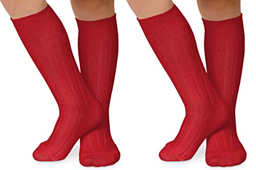 Jefferies Socks Girls Cable Knit Pattern School Holiday Dress Knee High Socks 2 Pair Pack