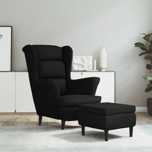 Generisch Ohrensessel mit Hocker Schwarz Samt,Möbel,Stühle,Sessel-3115937