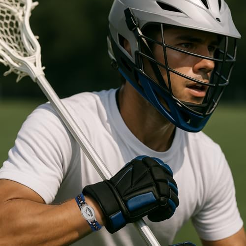 Infinity Collection Black Lacrosse Paracord Bracelet, Lacrosse Jewelry for Boys & Girls, LAX Stick Charm, Gifts for Players, Teams, and Fans, Lacrosse Accessories (Blue)