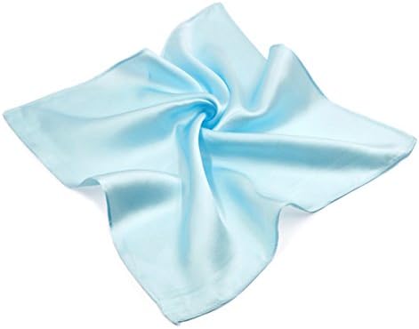 Premium 100% Pure Mulberry Silk Solid Pocket Square Handkerchief Scarf 13.5", Light Blue