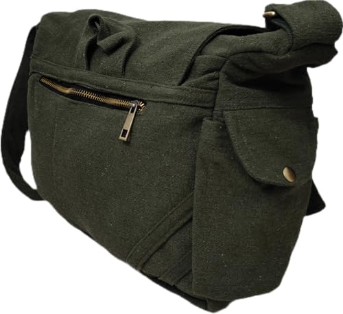Image of ROUGH CANVAS COTTON MESSENGER BAG /BRASS ZIPPER CLOSURE /HANDMADE /ANTIQUE /VINTAGE /ECO LOVELY /UNISEX /SUSTAINABLE /HIGHLY DURABLE /WASHABLE /NATURAL