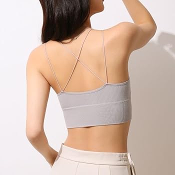 Amazon | [シロハト] カップ付きリブトップス バッククロス