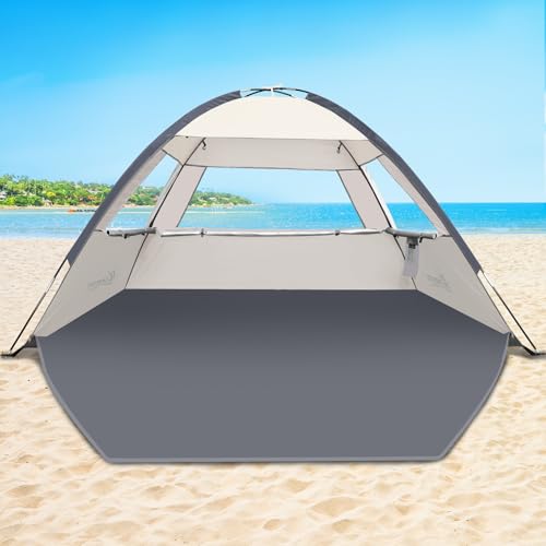 Image of COMMOUDS Beach Tent Sun Shade for 3/4/6/8 Person, UPF 50+ Beach Sun Shelter Canopy Tent, Lightweight, Easy Set Up and Carry