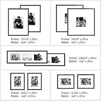 ArtbyHannah Assorted Sizes Gallery Wall Frame Set, Black Picture Frame Collage for Living Room, Staircase & Home Decor (Large)