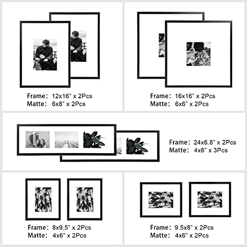 Artbyhannah 10 Pieces Black & White Large Gallery Wall Frame Set, With Wood Frames And Family Photo Prints Collage For 14 Pic Hanging And Living Room Decoration, Multi-Size #TOP4