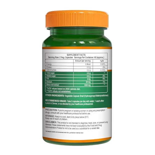 Image of Pure Nutrition Maca Root (1000mg), 120 Veg Capsules | Multivitamin For Men And Women | Promotes Reproductive Health, Improves Energy & Enhances Performance