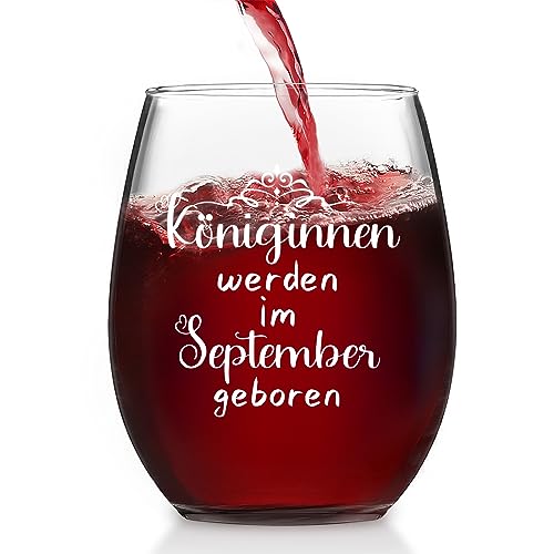 Joymaking Weinglas - Geschenk für Frauen: Geburtstagsgeschenk für Freundinnen, Schwestern und Mütter - Königinnen im September geboren… – Ansicht 1