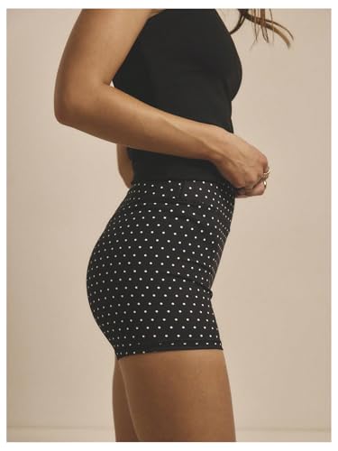 WDIRARA Women's Polka Dots Biker Shorts Elastic Waist Athletic Workout Yoga Shorts3