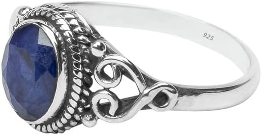 Miniatura 3 de Blue Sapphire Stone Ring 925 Sterling Silver Statement Ring For Women Handmade Rings Gemstone Christmas Promise Ring Size US 10 Gift For Her