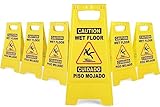 XPCARE 24 Inches Caution Wet Floor Sign, 6PACK Yellow Bilingual Double-Sided Safety Warning Signs,A Frame Safety Wet Floor Signs Commercial