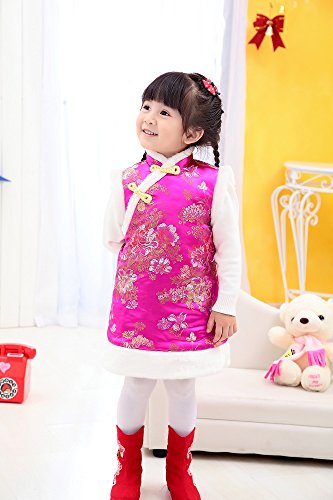 Hooyi Winter Chinese Style Girl Dress Cotton Sleeveless Kids Cheongsam Baby Girls Qipao4