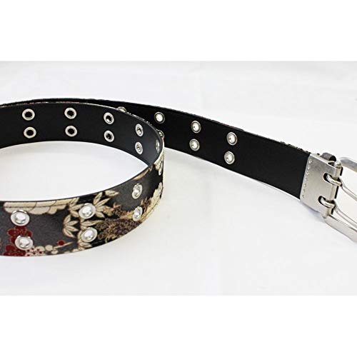 Double Pin Buckle Japanese Chirimen Belt Unisex (Black Dragon)4