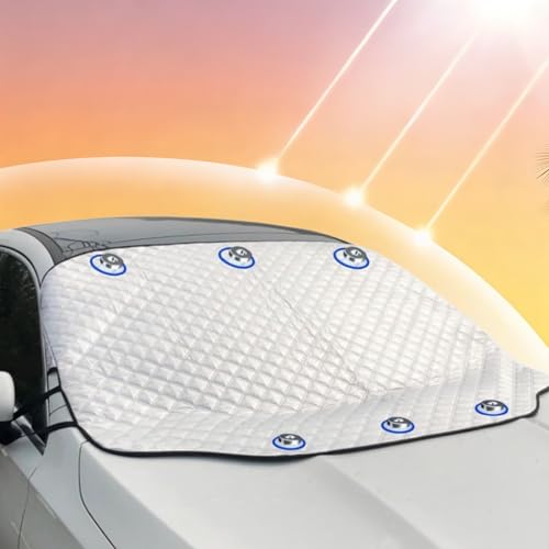 CaiTang Couverture Pare-Brise Voiture, 6 magnétique Couverture Pare Brise Voiture, Bache Pare Brise Protection, Contre Les Rayons UV et la Chaleur, Universelle, Repliable 193 * 126cm