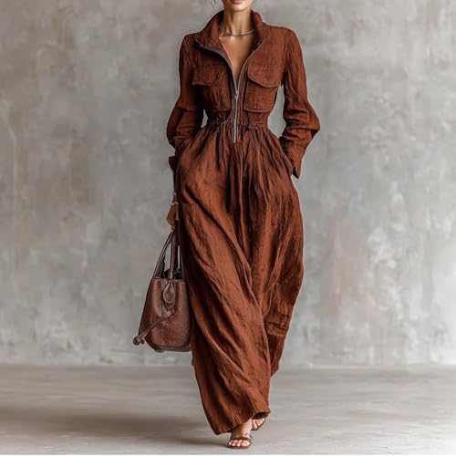 Robe à manches longues col en V : mode grande taille décontractée - 2